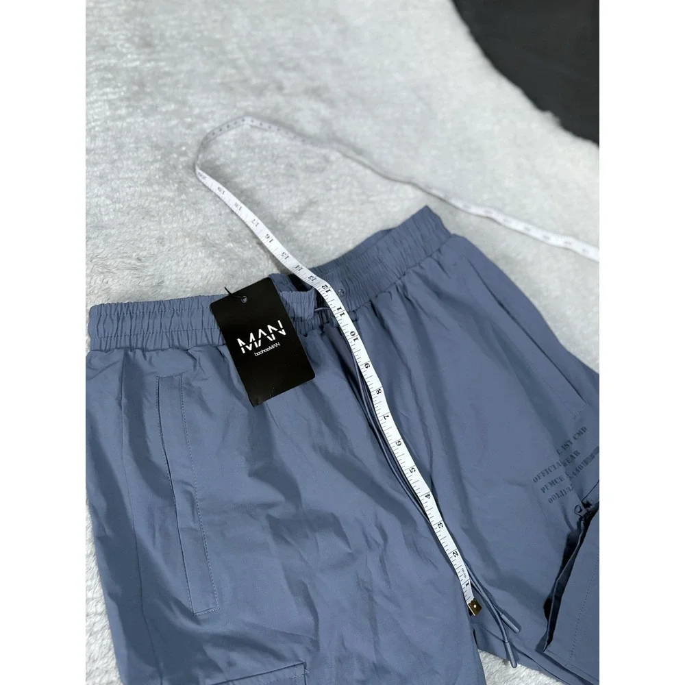 New Boohoo Man‎ Blue Active Gym Technical Cargo Jogger Size Large Steel